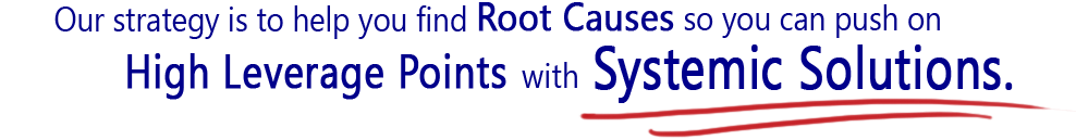 Our strategy is to help you find Root Causes so you can push on High Leverage Points with Systemic Solutions.